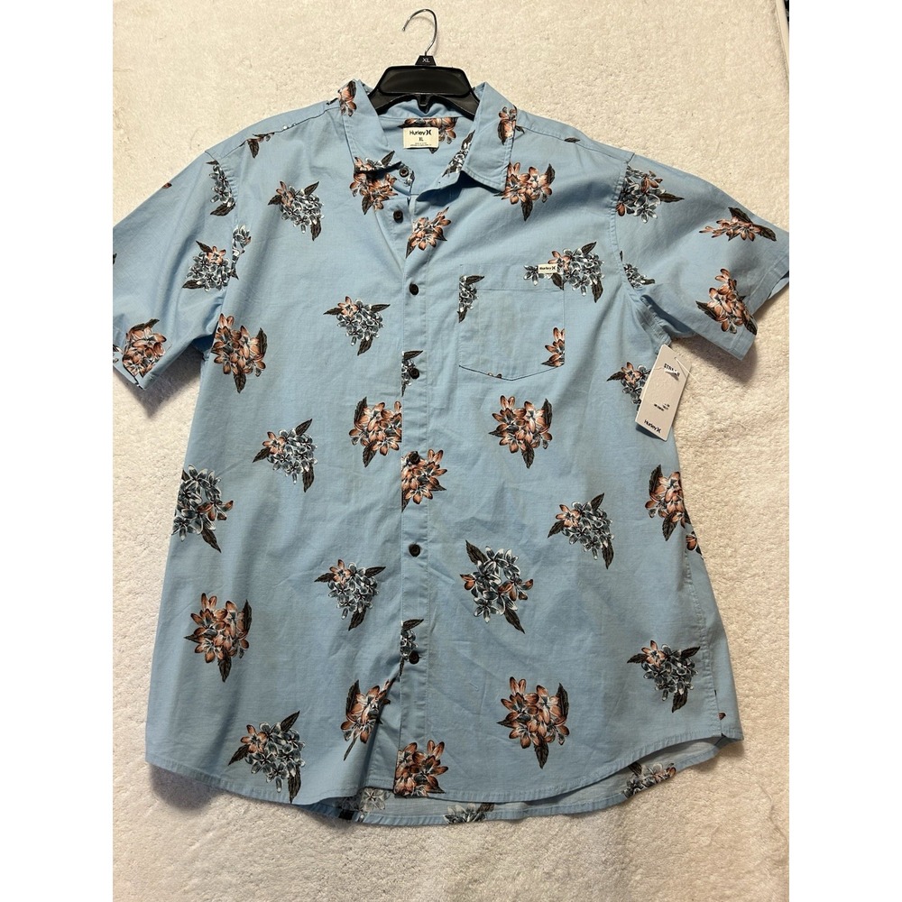 Hurley OAO Lido Stretch Short Sleeve Cotton Blend Blue XL Shirt (R1)